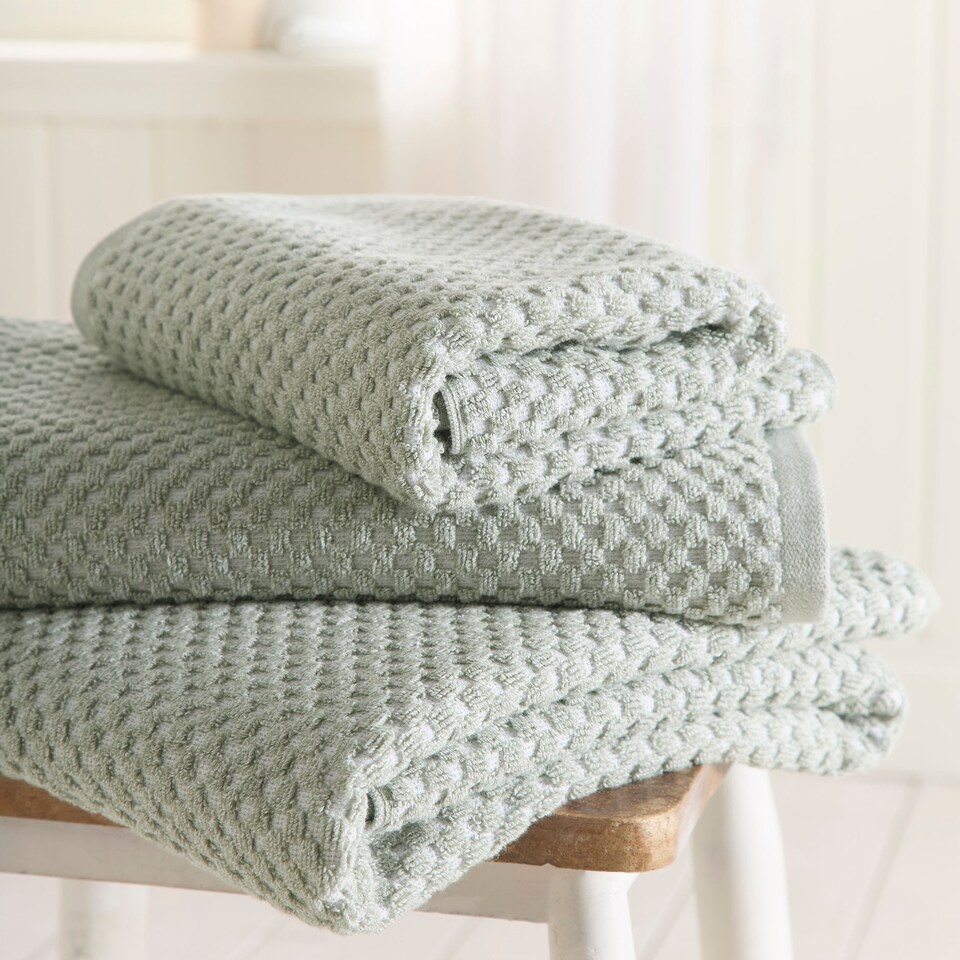 image 1 of D & D Popcorn Check Hand Towel Green