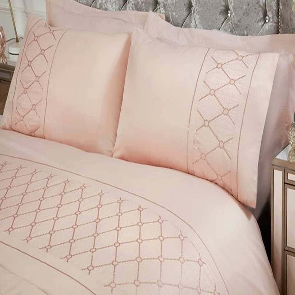 image 1 of Monaco Polycotton Duvet Cover Set with Pillowcase Pink | Single