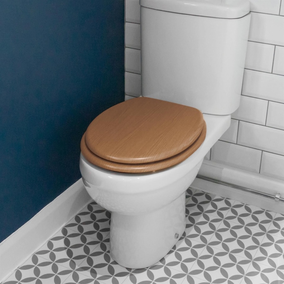 image 1 of Harbour Housewares Soft Close Wooden Toilet Seat - Dark Oak | Brown | Dark Oak