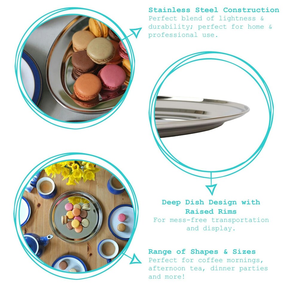 image 1 of Argon Tableware 6pc Oval Stainless Steel Serving Platter Set - 25cm-60cm