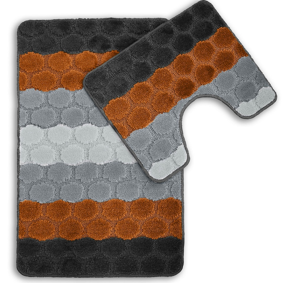 image 1 of Velosso Hex Stripe Bathmat Set Anti Slip | Orange