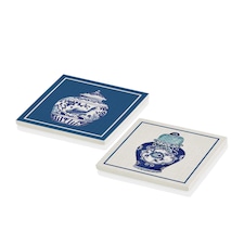 Vase Bleu Blanc Natural Stone Coasters (Set of 2)