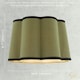 image 4 of Olive Green Linen Scallop Drum Lamp Shade with Black Cotton Trims Green