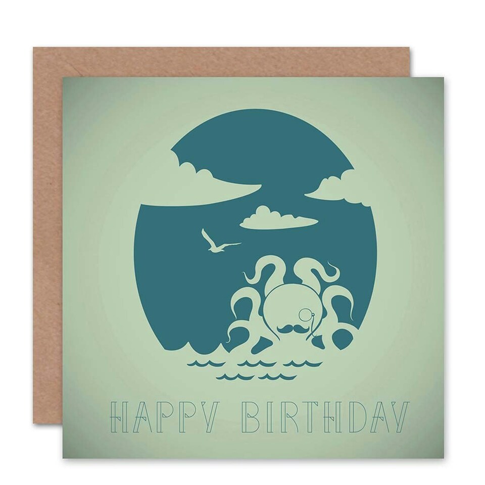 image 1 of Sea Bird Ocean Octopus Birthday Card