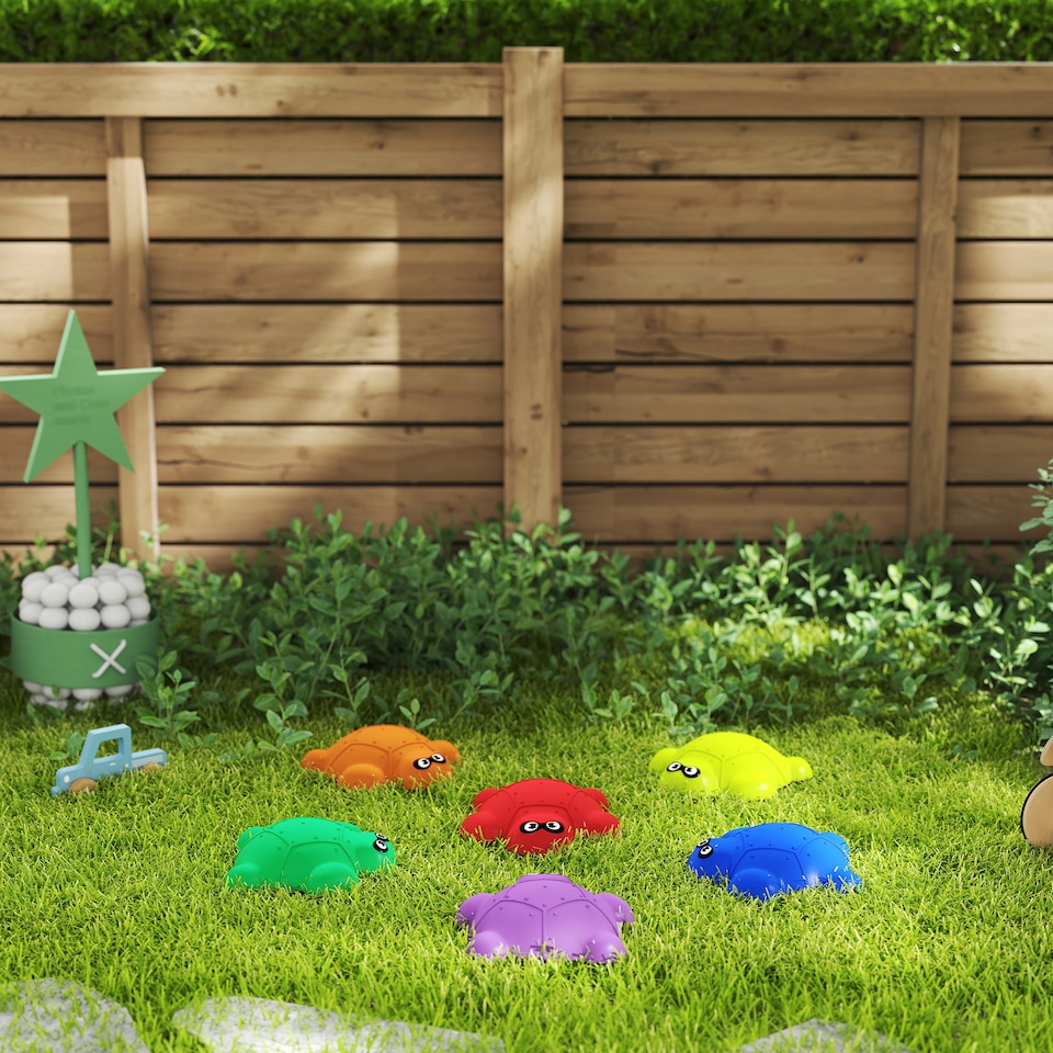 image 1 of AIYAPLAY 6PCs Kids Stepping Stones, Turtle-Shaped Stackable Balance Stones