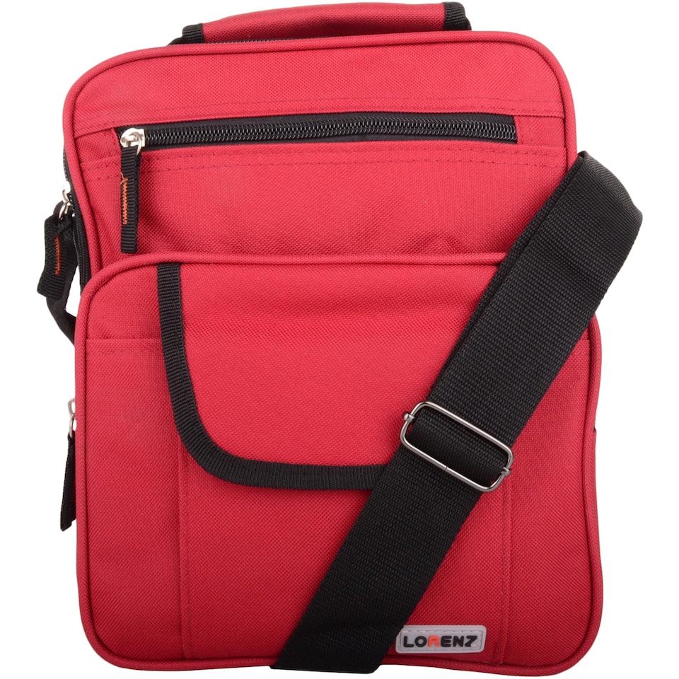 image 1 of Lorenz Canvas Style Multi-Functional Shoulder Cross Body Small Messenger Travel Work Utility Bag | Red | Red