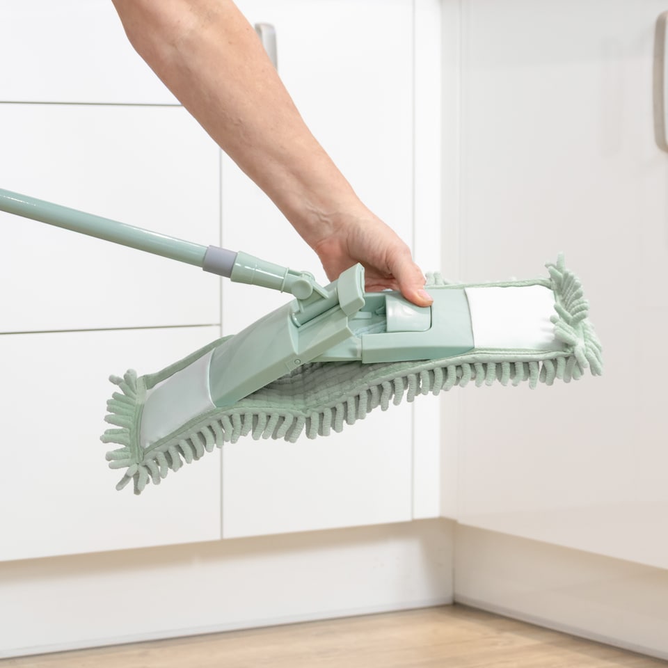 image 1 of JVL Extendable Chenille Mop with 2 Replacement Heads,  Green