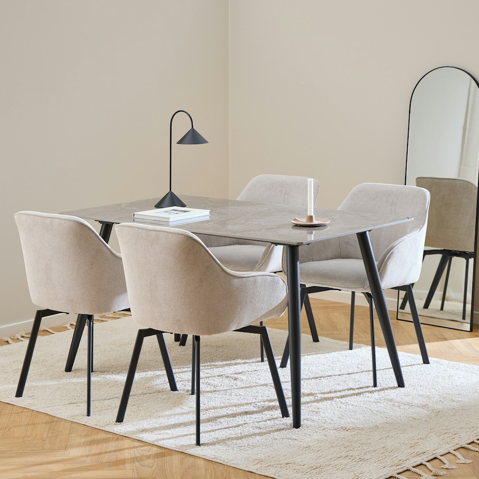image 1 of Wicklow Rectangular Dining Table in Grey/Black
