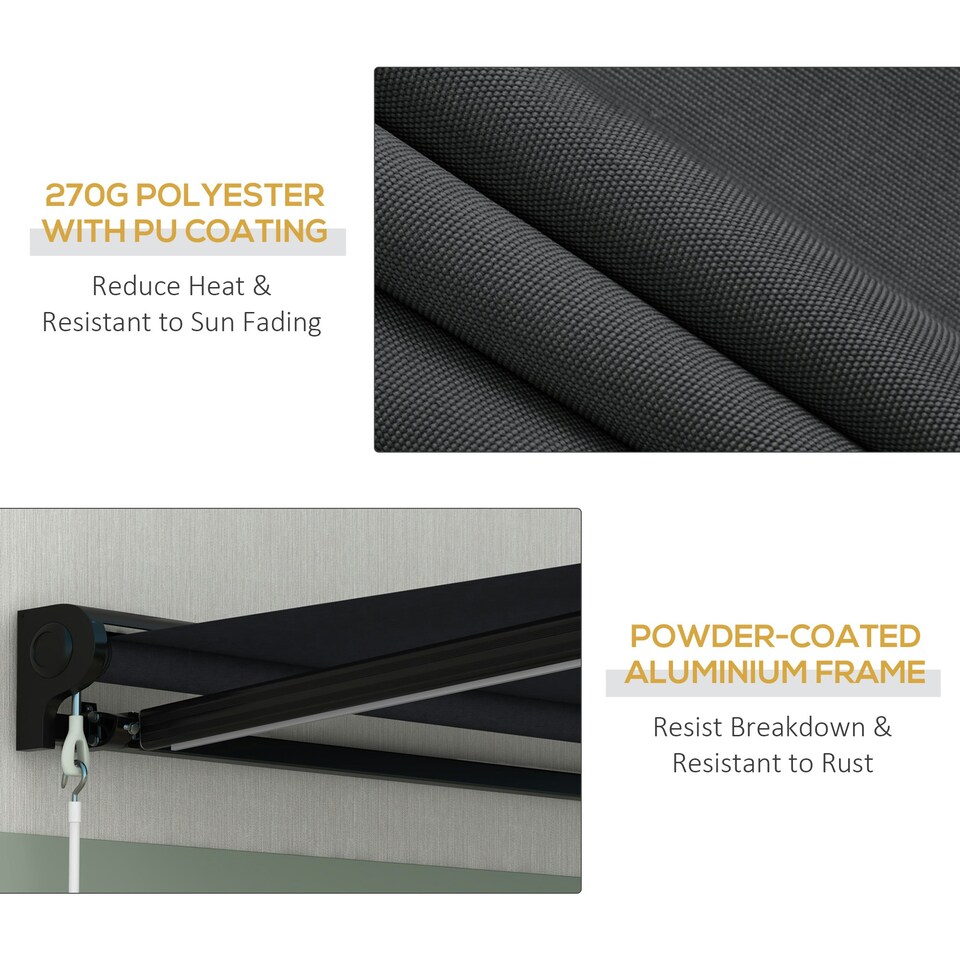 image 1 of Outsunny 2.5 x 2m Electric Awning with LED Light, Sun Canopies for Patio