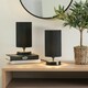 image 2 of ValueLights Francis Matte Black Touch Table Lamps Black Shades