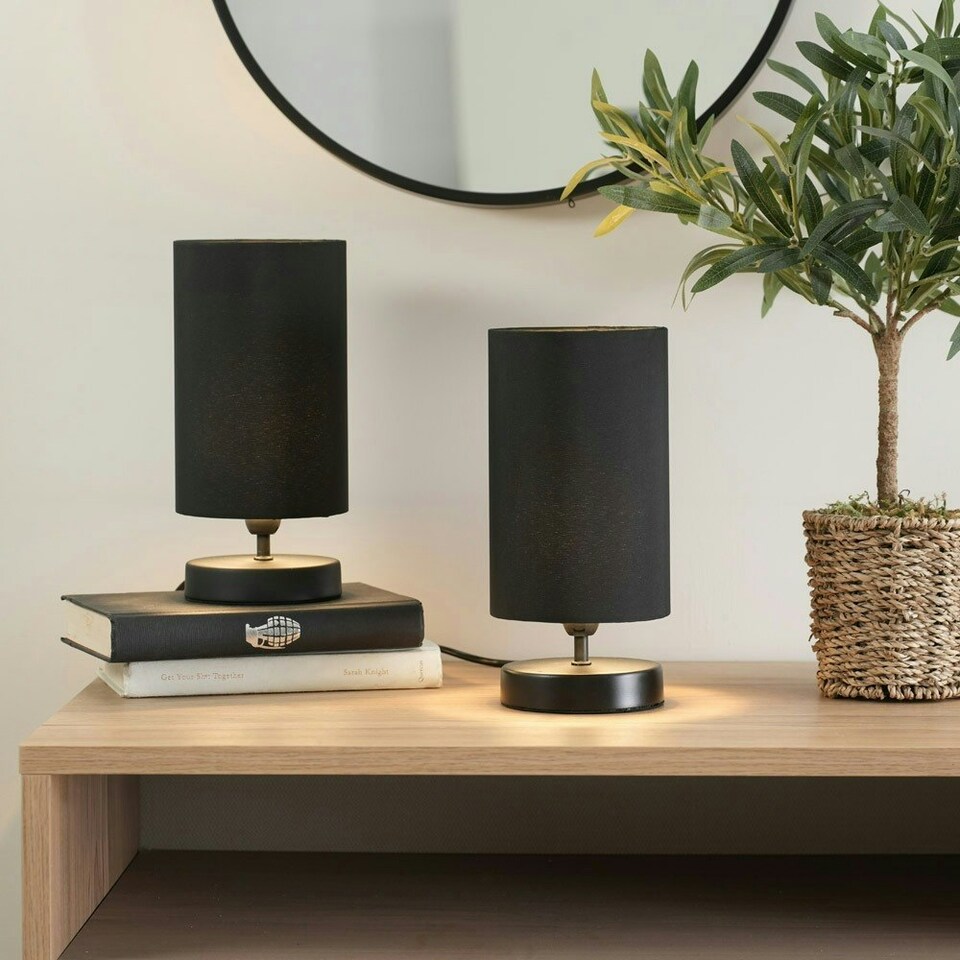 image 1 of ValueLights Francis Matte Black Touch Table Lamps Black Shades