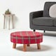 image 2 of Homescapes Traditional Red, Green and White Tartan Flat Footstool with Legs | Red | 62 x 62 x 30 cm