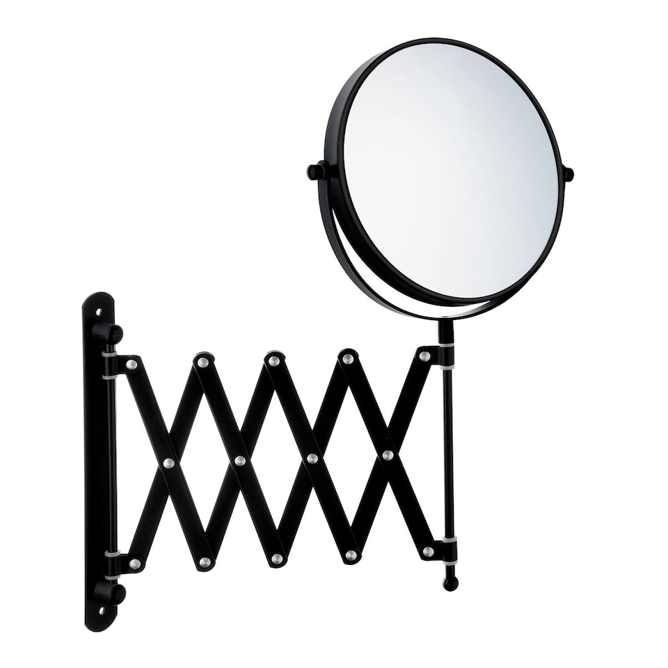 image 1 of BESLAGSBODEN Matt Black Double Sided Bathroom Mirror with Retractable Arm