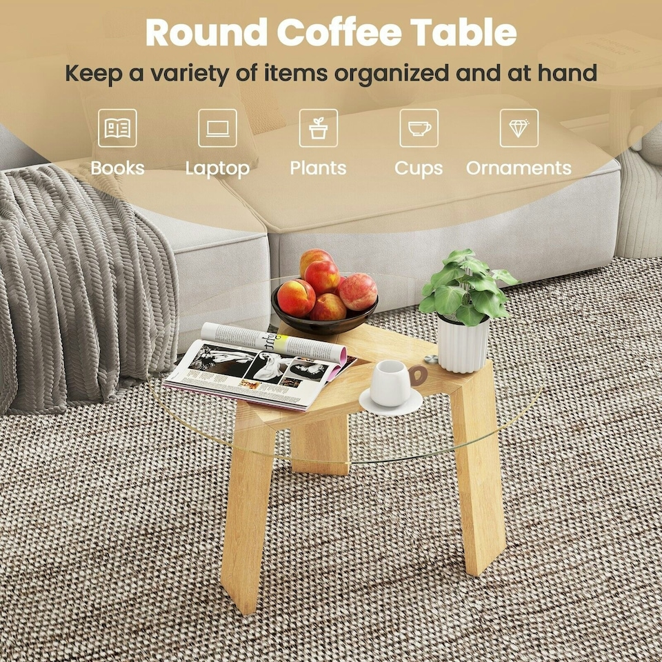 image 1 of COSTWAY Round Coffee Table Modern Table Sofa Center Table Black