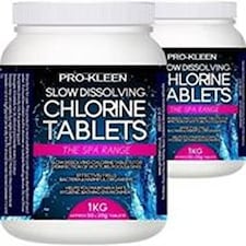 Pro-Kleen 1KG Slow Dissolving 70% Chlorine 50 Tablets per Tub x 2
