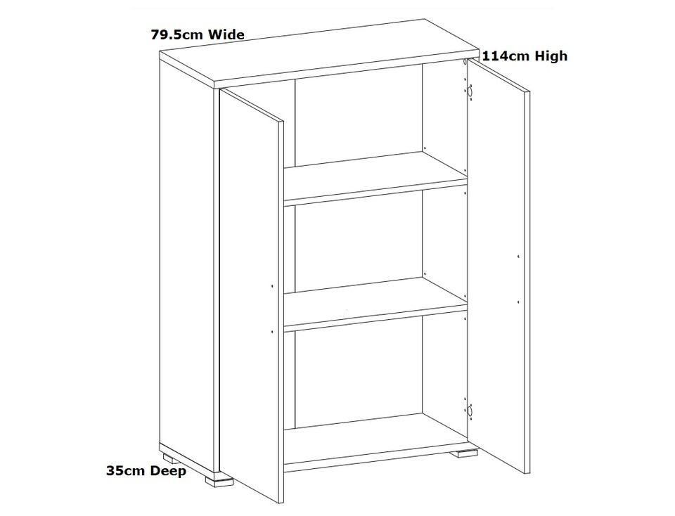 image 1 of Storage Cabinet Shelving 2 Door Unit Small Modern Sonoma Oak Effect BRW Office