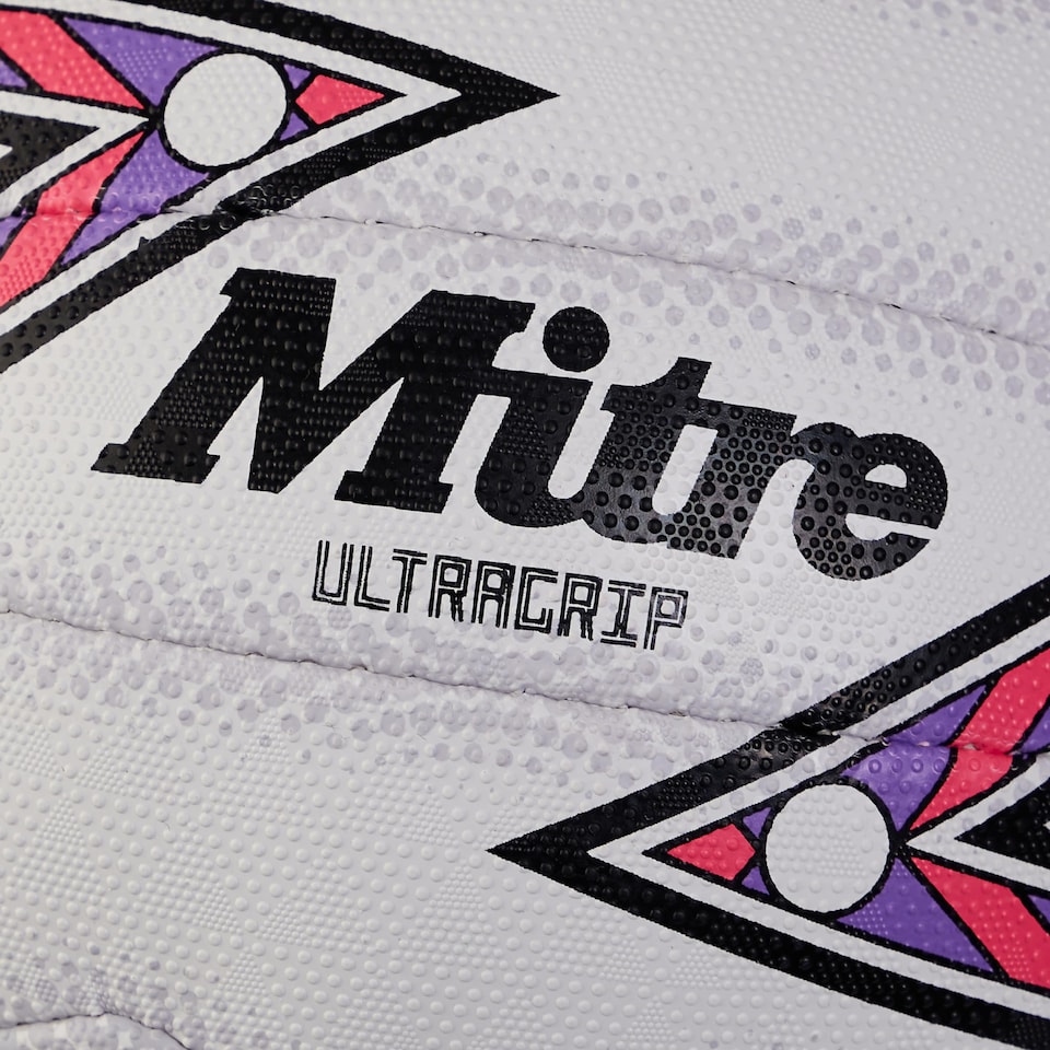 image 1 of Mitre Ultragrip Netball | All Conditions Ball | Popular Style | Durable Design, White/Black/Purple, 4