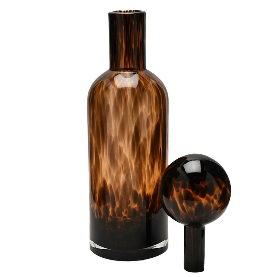 image 1 of Hestia Tall Glass Bottle Shaped Ornament  - Mocha Brown