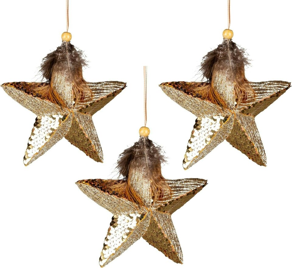 image 1 of 15cm Gold Star - Christmas Hanging Decoration