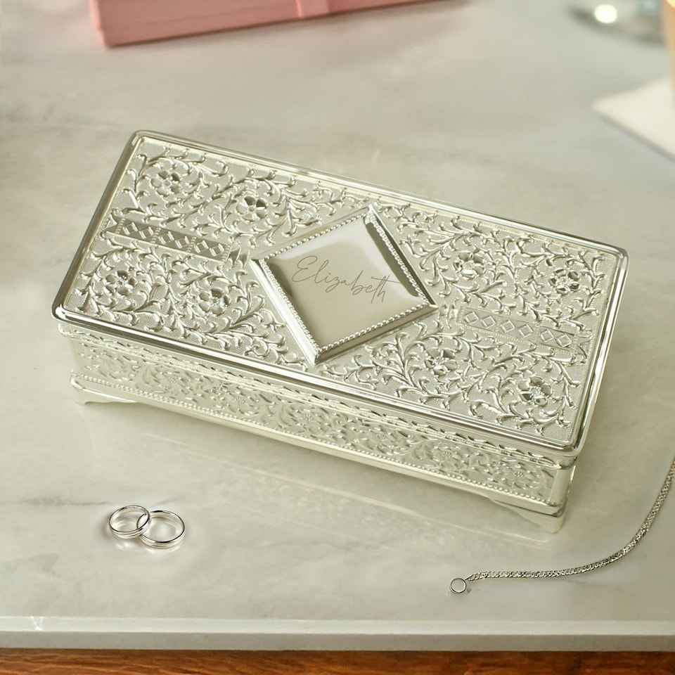 image 1 of Personalised Silver Plated Jewellery Box