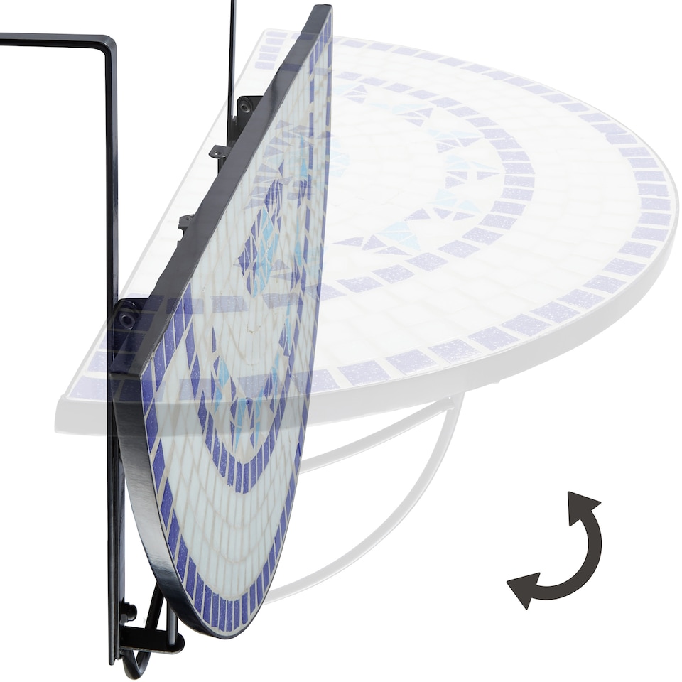 image 1 of Hanging table with mosaic pattern 75x65x62cm | Blue | white/blue | 1