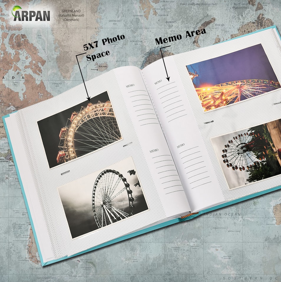 image 1 of 5"x7" Slip In Memo Bookbound Photo Album for 120 Photos – Hardcover Picture Album with Writing Space