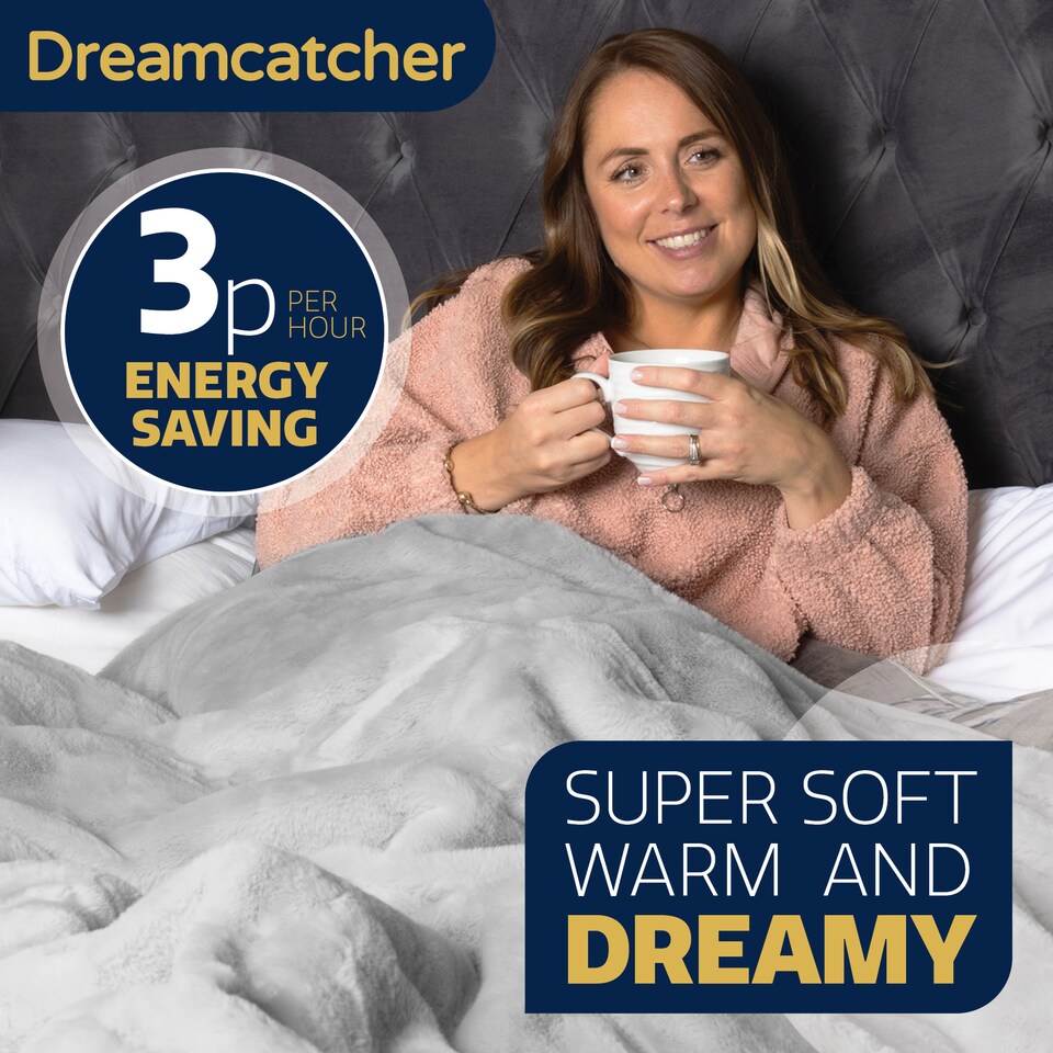 image 1 of Dreamcatcher Faux Fur Electric Heated Throw Blanket 160x130cm Light Grey | Grey | Grey | One Size | 1