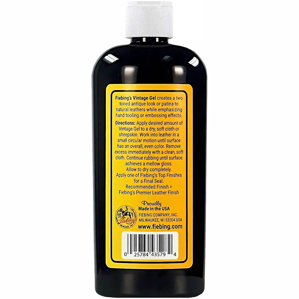 image 1 of Fiebing's Vintage Gel - Instant Antique Leather Finish Polish 8oz | Brown | Medium Brown