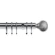 image 1 of 35mm Fixed Length Metal Curtain Pole Set Satin Silver Textured Ball Finial 50cm | Silver | Silver