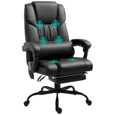 Vinsetto PU Massage Office Chair Height Adjustable Computer Chair Black