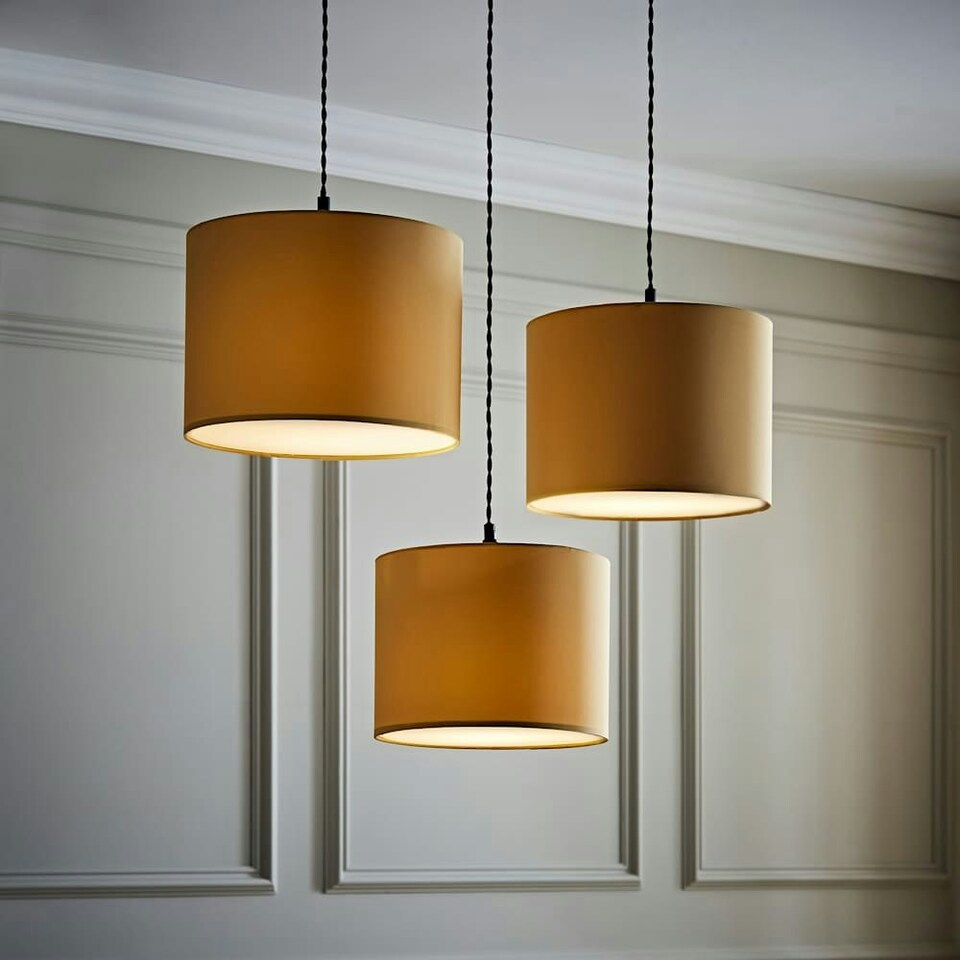image 1 of ValueLights Torbery Set of 3 Sand Nesting Ceiling Light Shades Yellow