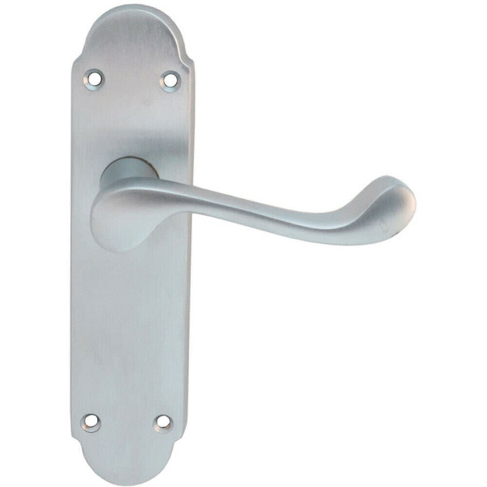 Loops PAIR Victorian Upturned Handle on Latch Backplate 170 x 42mm Satin Chrome