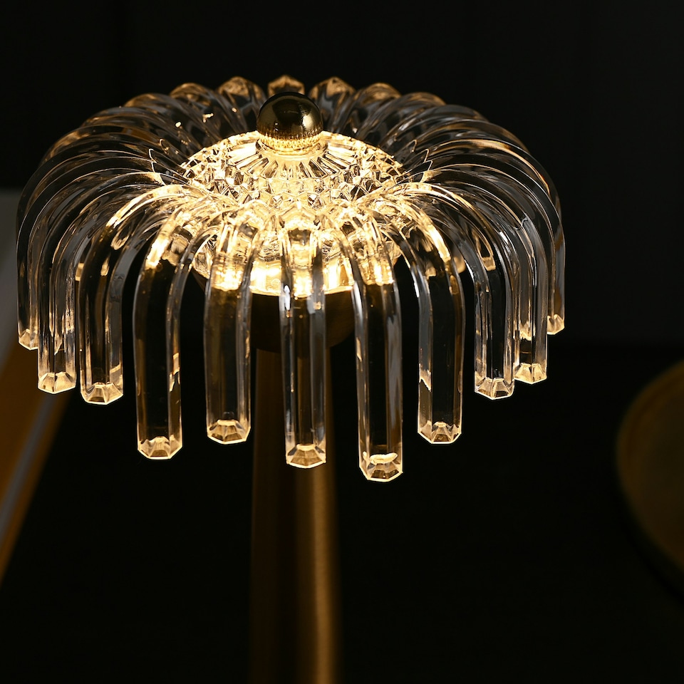 image 1 of Hestia Crystal USB LED Touch Table Lamp with Bronze Base & Trim