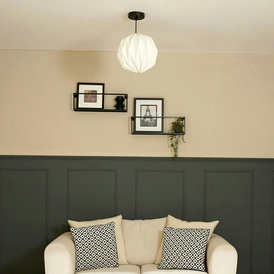 image 1 of ValueLights Astrid Easy Fit White Origami Paper Fold Ceiling Light Shade - Bulb Included
