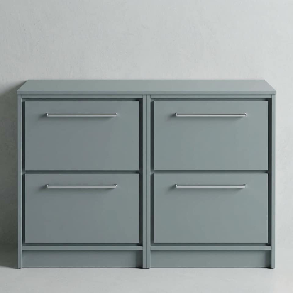 image 1 of Balterley Framed Design Floor Standing 4 Drawer Vanity with Worktop | Grey | Monument Grey | 818 x 605 x 460mm
