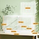 image 3 of PawHut Bird Cage with Divider, 4 Wooden Perches, Slide Out Tray, White