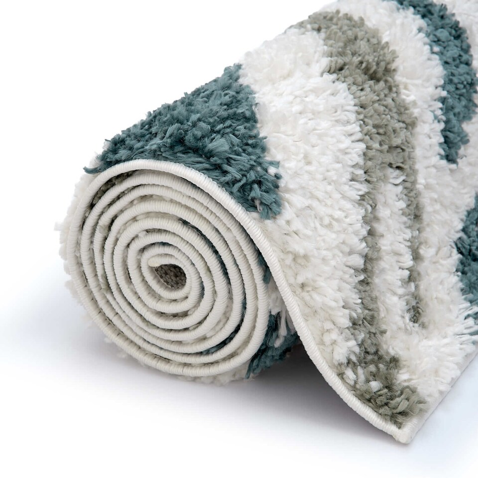 image 1 of The Rugs Moodi Collection Abstract Design Shaggy Soft High Pile Living Room Floor Rug and Runner
