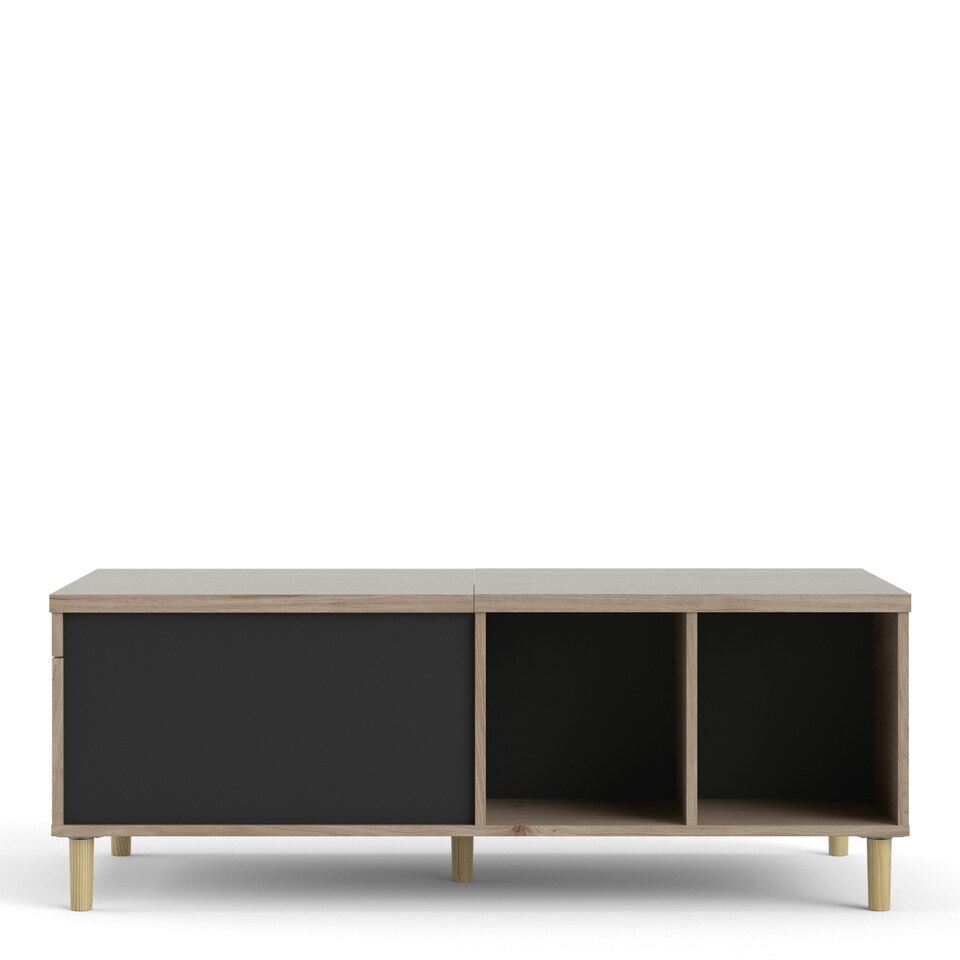 image 1 of Rome Coffee Table with Sliding Top in Jackson Hickory Oak and Matt Black
