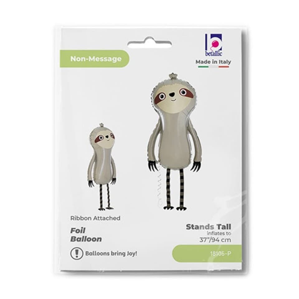 image 1 of Sloth Walking Pet Foil Helium Balloon 99cm / 39 in