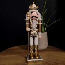 30cm Wooden Christmas Nutcracker Soldier Decoration with Gold Body and Shoes