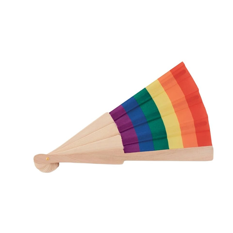 image 1 of MidOcean Bowfan Rainbow Wooden Handheld Fan - Multicoloured - One Size