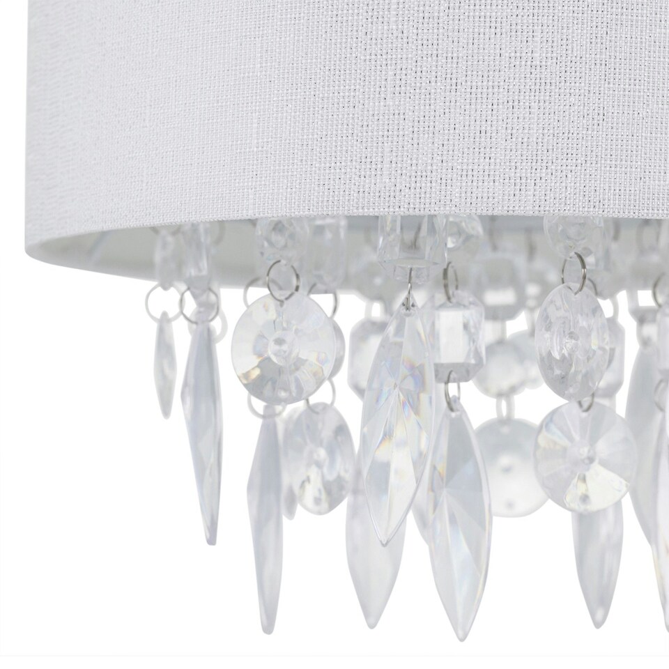 image 1 of Fiji - White Linen with Silver Fleck Detail Jewelled Pendant Shade White | Clear