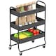 image 1 of HOMCOM 3-Tier Storage Trolley on Wheels, Rolling Utility Cart with Mesh Backets, Mobile Storage Cart for Kitchen, Bathroom, Bedroom, Black | Black | Black