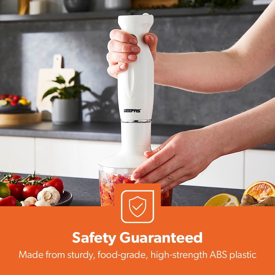 image 1 of GEEPAS 4-in-1 Hand Blender with Electric Whisk | 200W - White | White