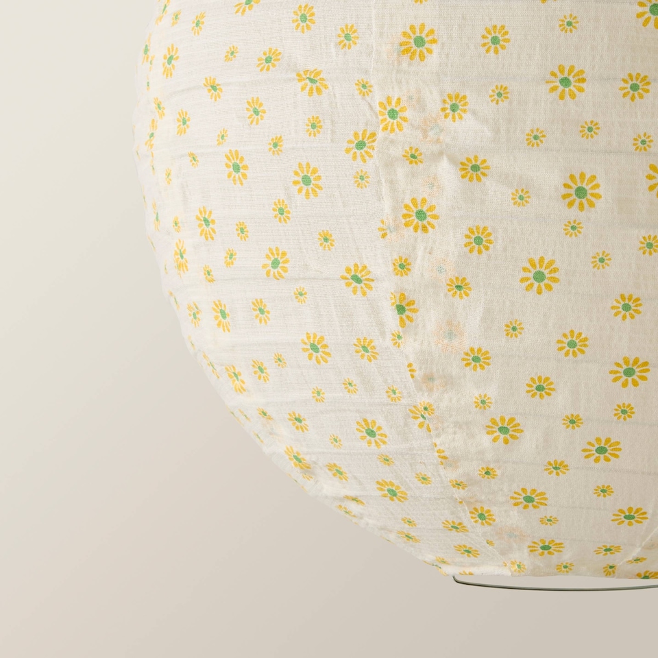 image 1 of ValueLights Annie Ditsy Floral Natural Fabric Globe Ball Ceiling Lamp Shade