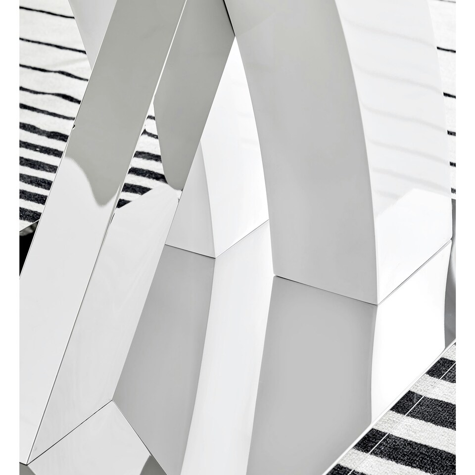 image 1 of Furniturebox Atlanta Chrome Metal And White High Gloss 6 Seater Dining Table