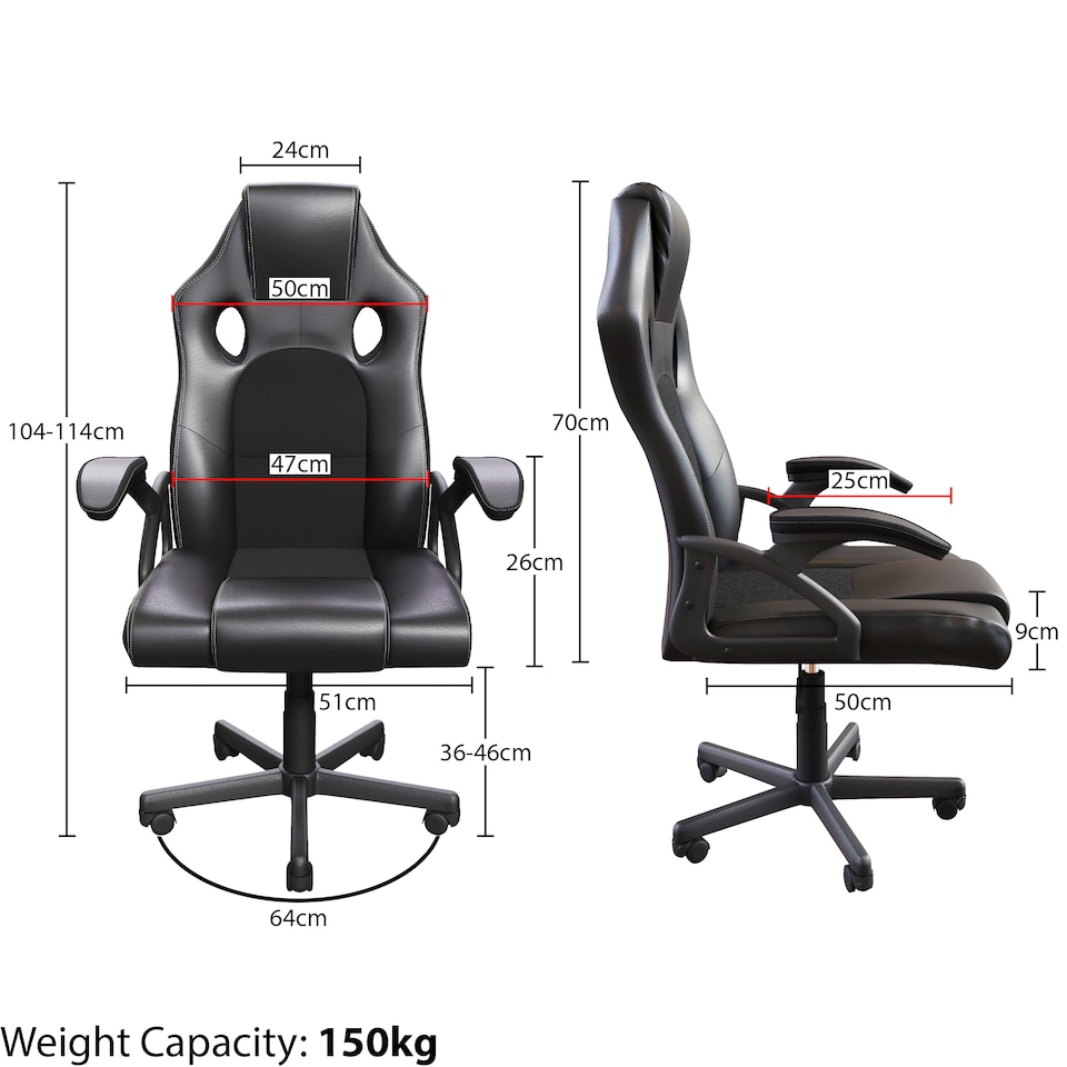 image 1 of Vida Designs Coma Racing Gaming Office Chair Computer Desk Table Chair, Black