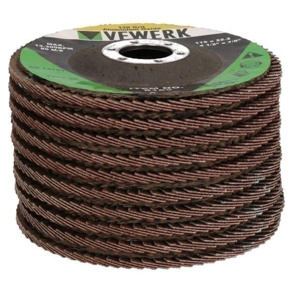 image 1 of 50 x Flap Discs 120 Grit For Angle Grinder 4.5" (115mm) Flap Sanding Grinding