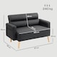 image 3 of HOMCOM 2 Seater Sofa, Modern Faux Leather Couch Settee, Upholstered Small Sofa Loveseat with Wood Legs, Side Pocket for Living Room, Bedroom, Office, Black