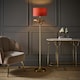 image 2 of ValueLights Christina Rust Red Shade Gold Palm Leaf Detail Single Stem Floor Lamp | Gold
